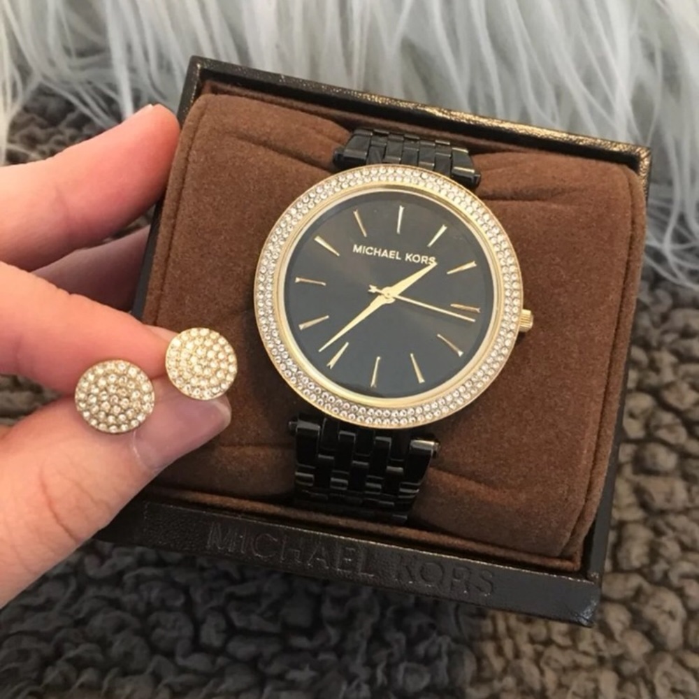 Michael Kors watch and earrings